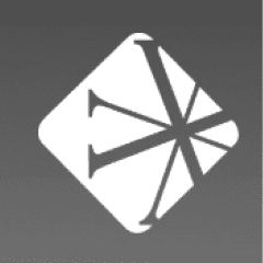 Vanderbloemen logo, featuring a stylized white symbol on a dark gray circle