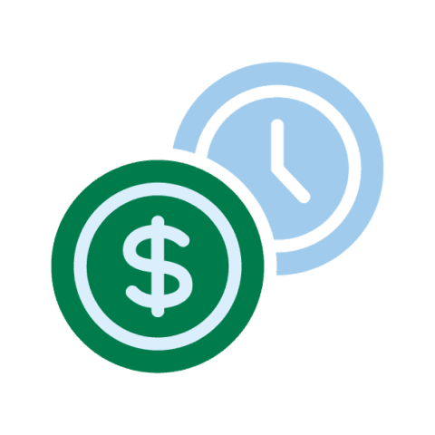 Icon of a coin and clock.