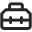 Icon of a toolbox representing tools or resources.