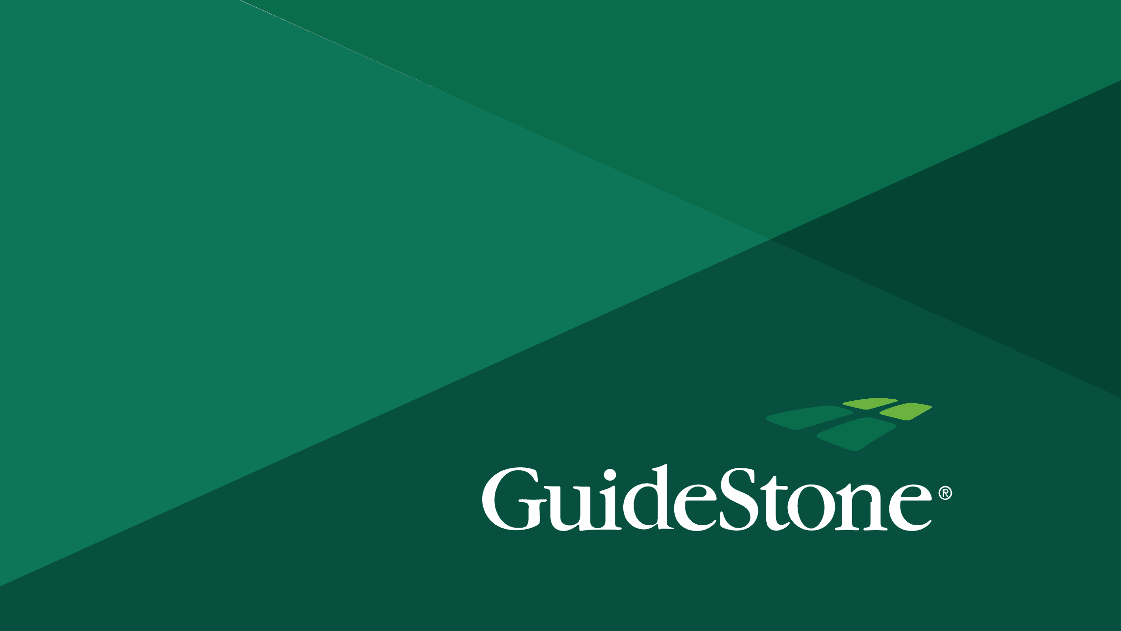 GuideStone logo on a dark green geometric background.